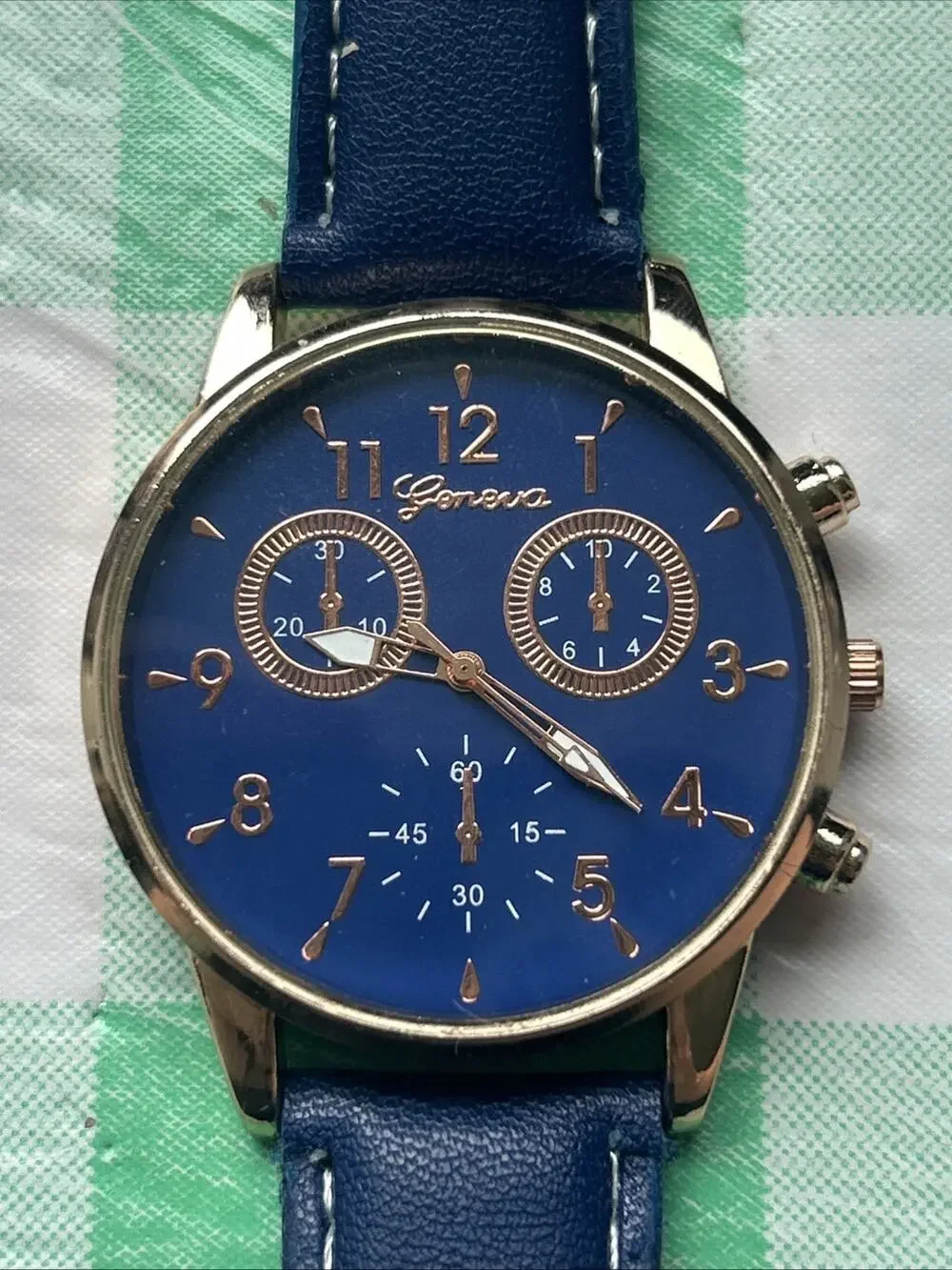 Geneva Rose Gold Tone Blue Dial And Band Women’s Quartz Watch